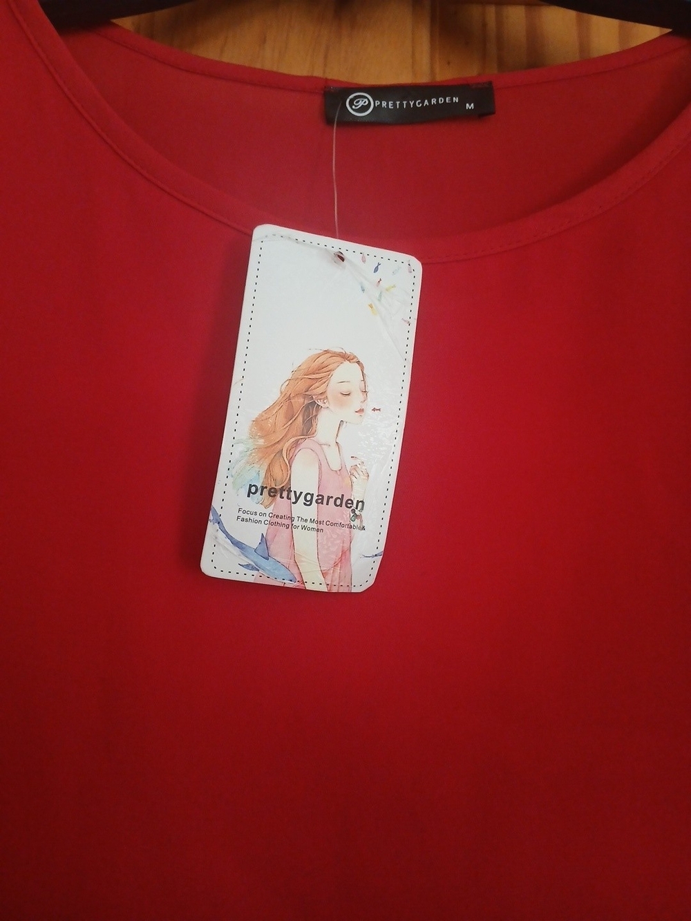 PrettyGarden Women's Red Scoop Neck Blouse